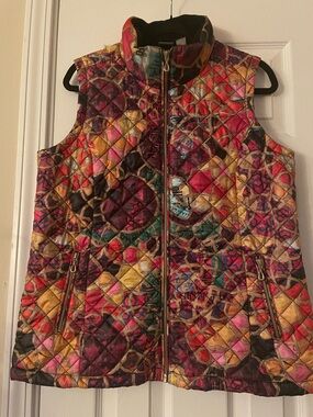 Dolcezza Simply Art Abstract Puffer Vest Women's L  Quilted Zip